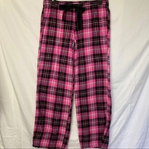 Old Navy pajama pink, black & silver plaid flannel